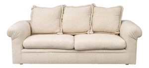 Modern Beige Upholstered Three-Seat Sofa
