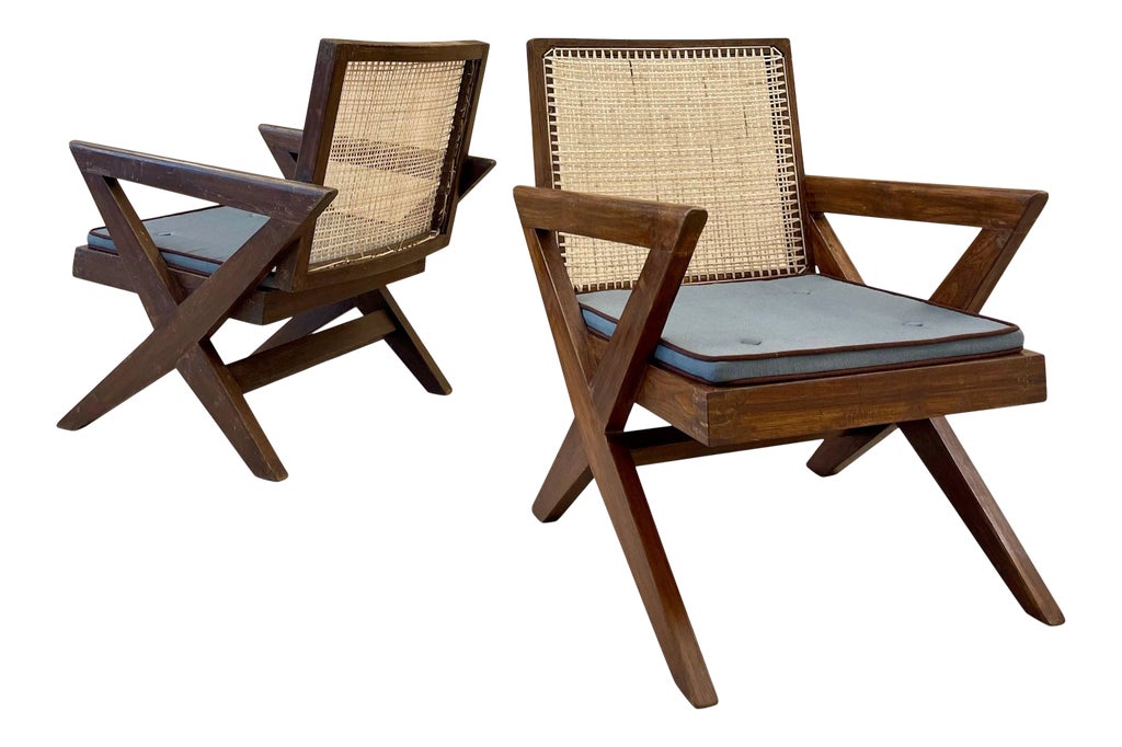 Pair of Pierre Jeanneret 'X', Armchair, Mid Century Modern, Teak
