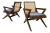 Pair of Pierre Jeanneret 'X', Armchair, Mid Century Modern, Teak, Cane, For Sale