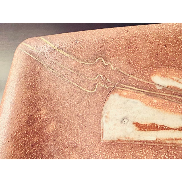 Abstract Studio Pottery - Signed David Judelson, Large Rectangular Studio Stoneware Platter (1979) For Sale - Image 3 of 7