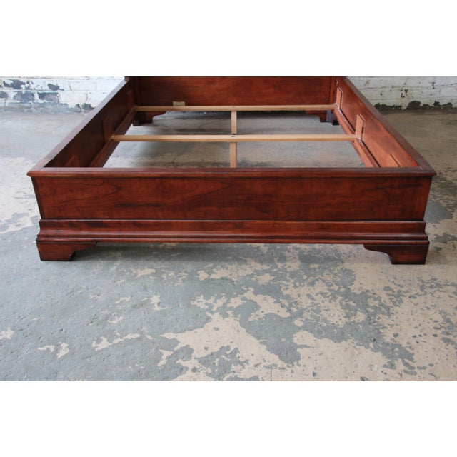 Henredon Aged Cherry Wood Queen Size Sleigh Bed Chairish