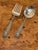 1950s S. Kirk Repousse Pattern Sterling Silver Large Heavy Serving Spoon & Fork Utensil Set. No Monogram For Sale - Image 4 of 15