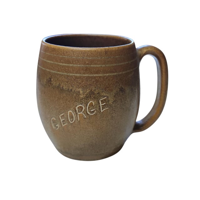 Super rare pair of early, circa 1935-55, W.J. Gordy studio pottery name mugs, both in excellent condition. Highly...