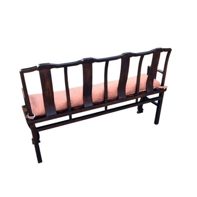 Wood Antique Elmwood Setee With Custom Down Cushion For Sale - Image 7 of 12