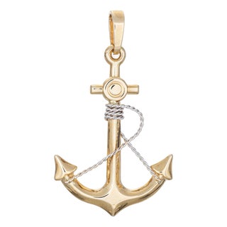 Vintage Ships Anchor Charm 14k Yellow Gold Pendant Fine Nautical Jewelry Rope For Sale