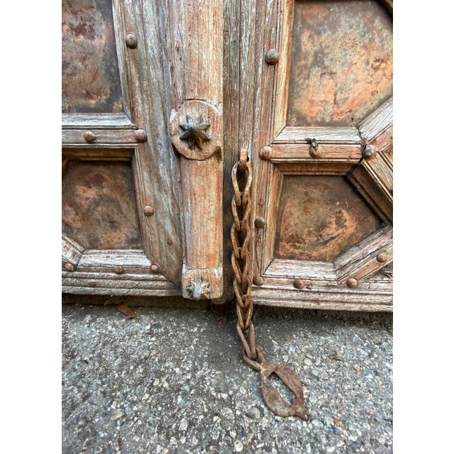 Wood Antique Old Indian Wood & Iron Doors For Sale - Image 7 of 8