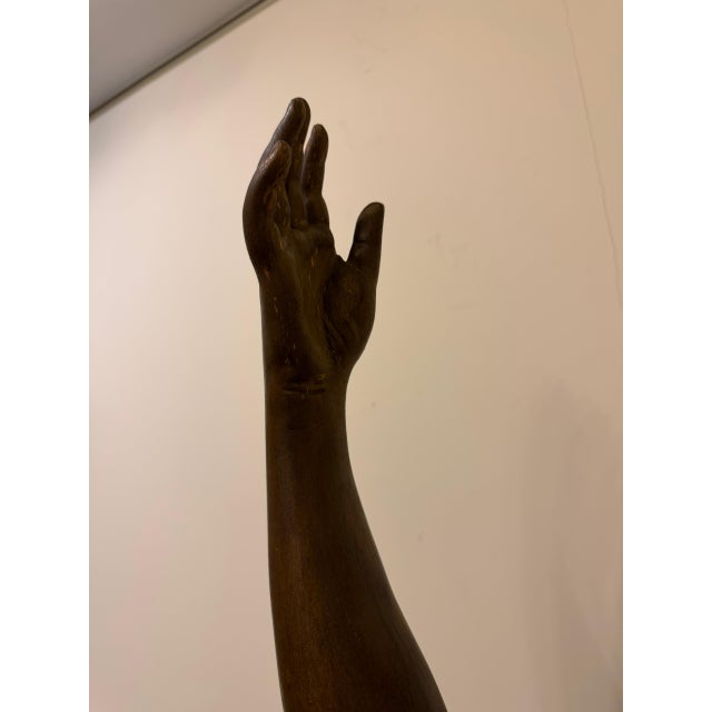Striking 19th-century French hand-carved wood statue depicting Venus, also known as Aphrodite, dating to circa 1870. The...