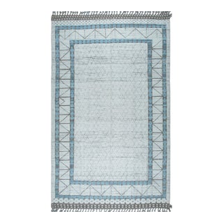 8x10 Cream Soft Wool Pile Hand-Knotted Contemporary Modern Berber Carpet Rug For Sale