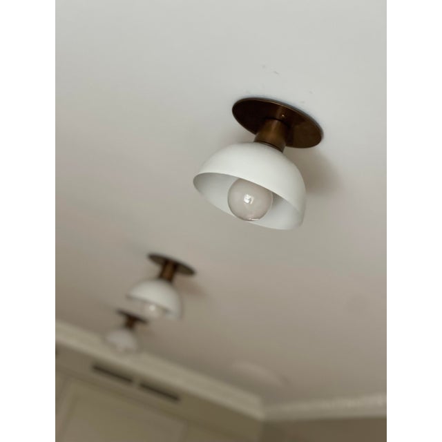 White Kitchen Spotlights with Brass Fittings, Set of 4 For Sale - Image 6 of 12