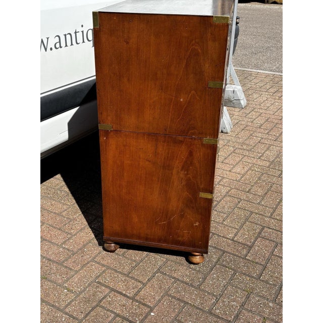 Antique Brass-Bound Mahogany Campaign Chest from Ross & Co, Dublin For Sale - Image 11 of 18