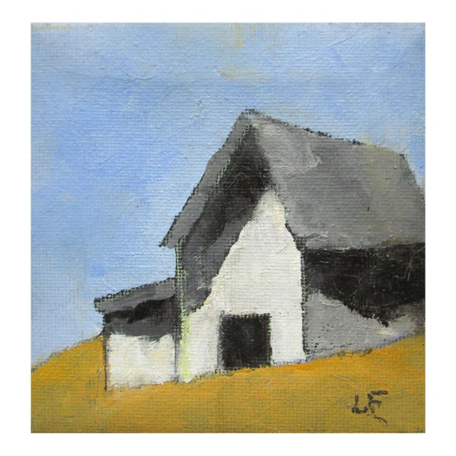 Miniature Mendocino Barn Lynne French Pacific Landscape 4x4 O/C For Sale