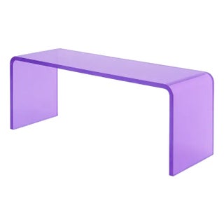 Acrylic Waterfall Bench Transparent Lilac-Purple For Sale