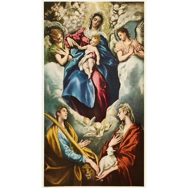Paper 1956 After El Greco "The Virgin With Saint Ines and Saint Tecla", Vintage Full-Color Print For Sale - Image 7 of 7