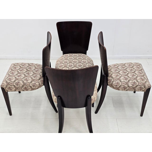 Brown H-214 Dining Chairs attributed to Jindřich Halabala for Úp Závody, Former Czechoslovakia, 1950s, Set of 4 For Sale - Image 8 of 18