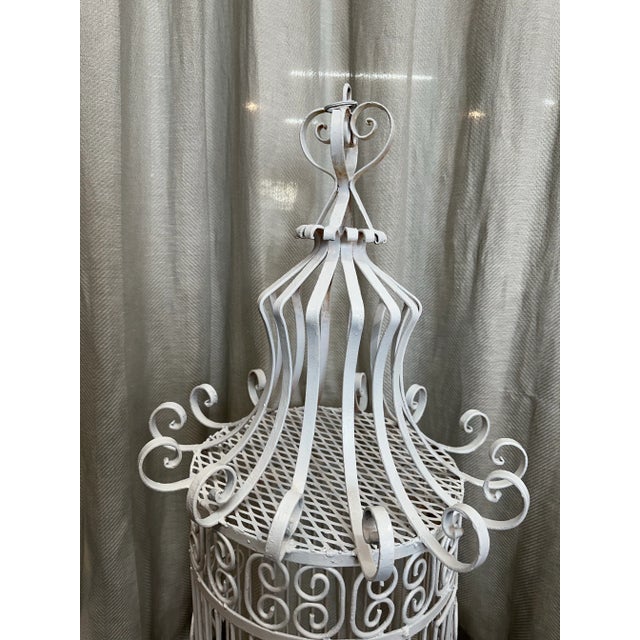 English Spectacular Wrought Iron Antique Birdcage For Sale - Image 3 of 6