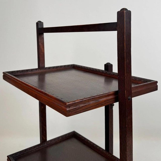 Antique Edwardian Oak Folding Tray Stand, 1910 For Sale - Image 15 of 16