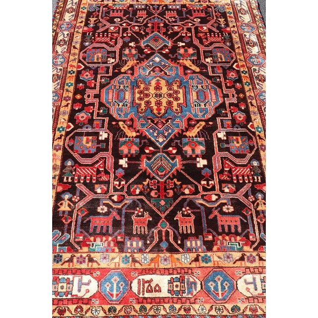 Antique Persian Nahavand Rug With All-Over Sub-Geometric Tribal Design For Sale - Image 4 of 12