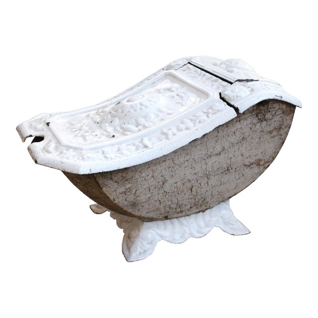 1890 Antique French Cast Iron Fireplace Coal Hod/Garden Planter For Sale