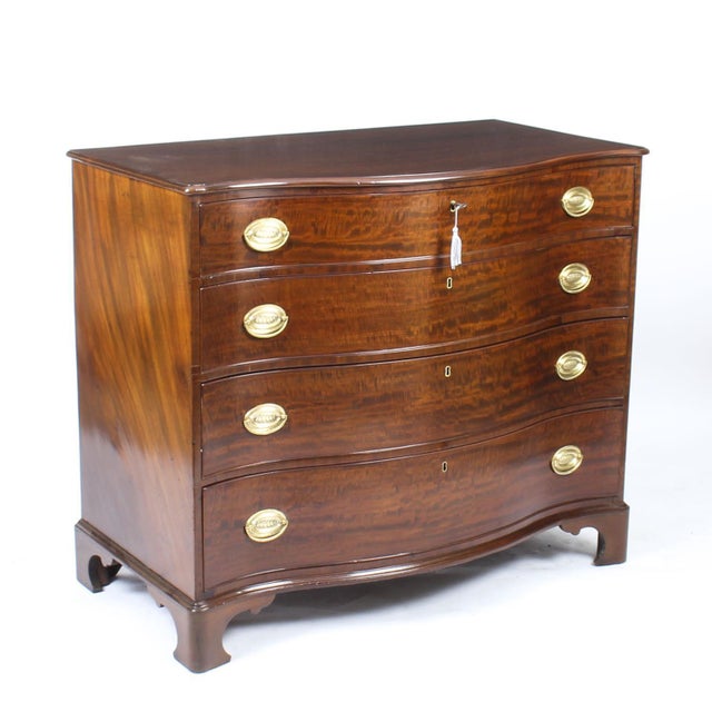 Antique George III Serpentine Flame Mahogany Chest Drawers, 18th Century For Sale - Image 14 of 15