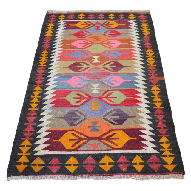 Textile 3x5 Ft Vintage Turkish Kilim Rug, Village Flat Weave, Natural Dyes, Multicolor Area Rug For Sale - Image 7 of 17