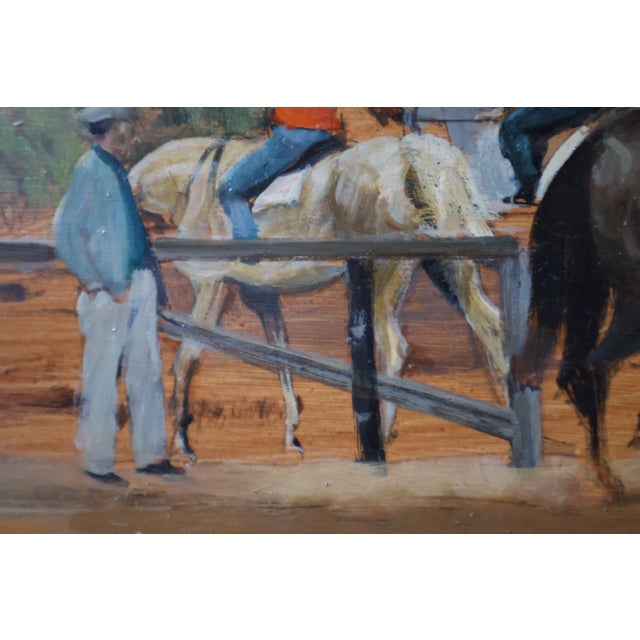 Mid 20th Century Circa 1967 Charles Apt Thoroughbred Paddock Oil Painting—Gallery Framed For Sale - Image 5 of 16