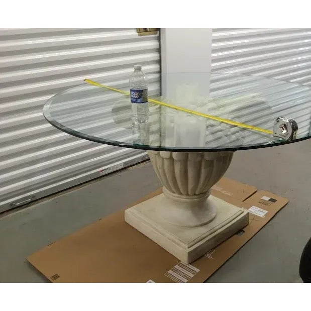 Mediterranean Vintage Fruit Basket Pedestal Table With Glass Top For Sale - Image 3 of 9