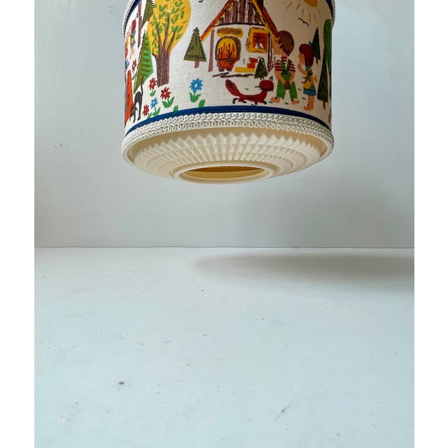 Vintage Children's Room Pendant Light with Hansel and Gretel Fabric Shade, 1970s For Sale - Image 10 of 11