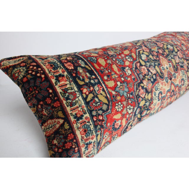 Textile Authentic Antique Tribal Lumbar Pillow – Multicolor Textile Cushion -16'' X 46'' For Sale - Image 7 of 11