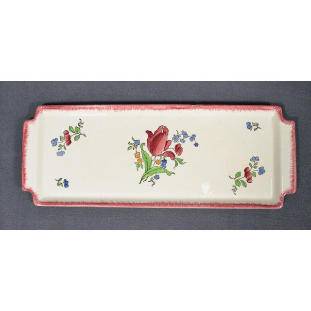 1950s Gien France “Lorraine” Floral Faience Dessert & Serving Set, 8 Pieces For Sale - Image 9 of 16