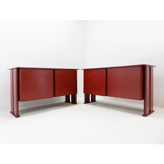 Sideboard - A Pair available - Vintage 1980s Model with cable pass Rare and elegant, this Brazilian sideboard from the De...