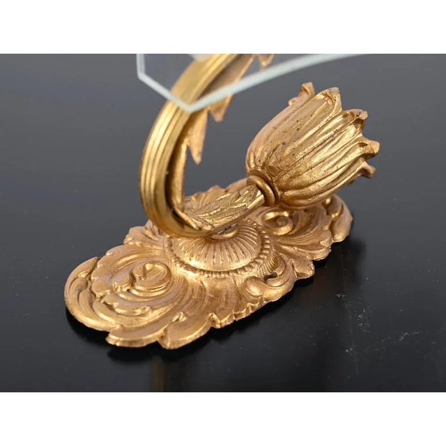 Italian Sconces in Gilded Bronze and Glass, Italy, 1950s, Set of 2 For Sale - Image 10 of 11