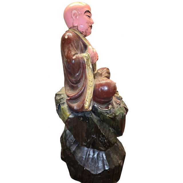 Late 20th Century Polychrom Wooden Carving 10 of 18 Arhats (Luohans) For Sale In Los Angeles - Image 6 of 17