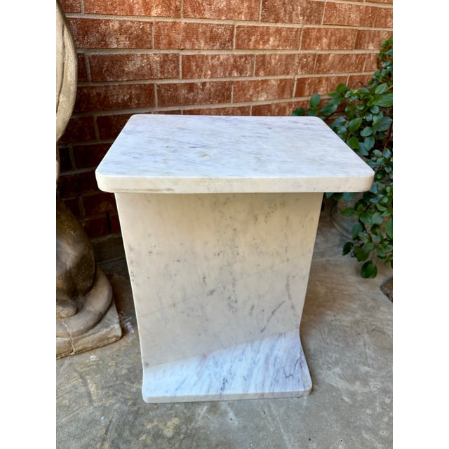 1970s Vintage Modern Solid Italian Marble Side Table For Sale - Image 5 of 8