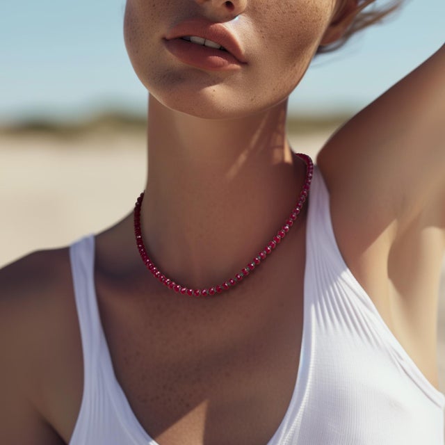 Jumbo Ruby Green Agate Necklace 14k Gold For Sale - Image 10 of 11