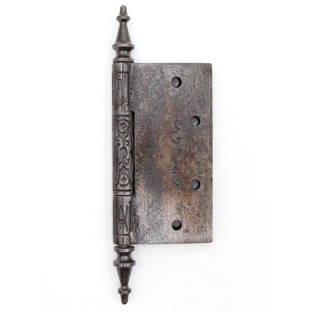 Early 20th Century Set of Antique Victorian 4.5 X 4.5 In. Cast Iron Door Hinges For Sale - Image 5 of 6