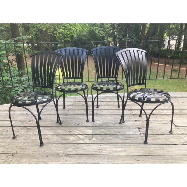 1950s 1950s Francois Carre Petite Fan Back Garden Chairs - Group of 6, Attributed For Sale - Image 5 of 12