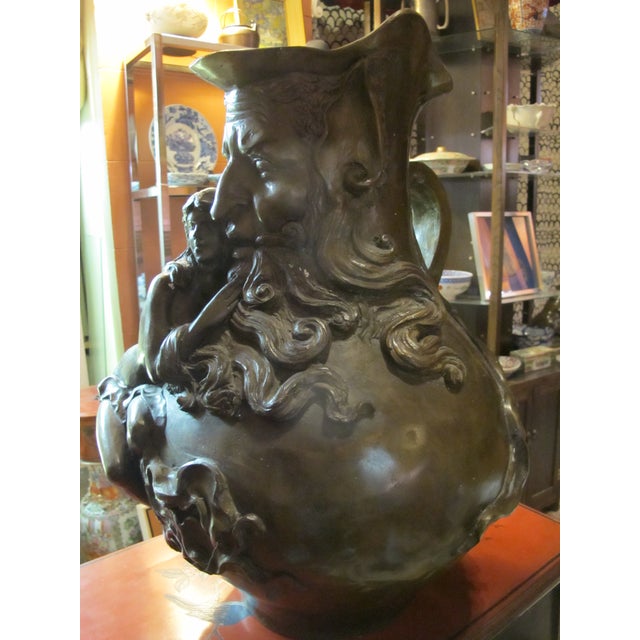 Bronze Art Nouveau Style Satyr & Nymph Bronze Figural Ewer Urn Statue Sculpture For Sale - Image 8 of 8
