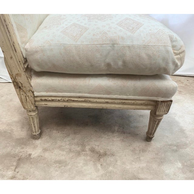 French Antique Chauffeuse Chair With Down Cushion For Sale - Image 3 of 6