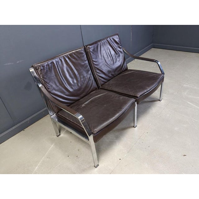 Animal Skin Leather Sofa attributed to Preben Fabricius and Jorgen Kastholm for Walter Knoll, 1960 For Sale - Image 7 of 10