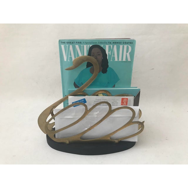 Brass Swan Letter Book Magazine Holder For Sale In Miami - Image 6 of 7