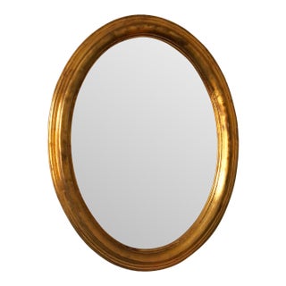 Vintage Oval Giltwood Mirror – Hollywood Regency, Belgium, 1970s For Sale