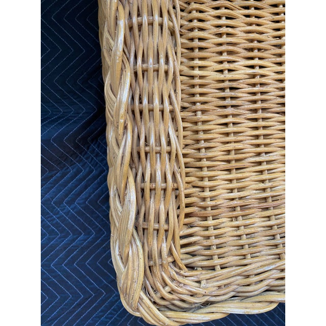 Mid 20th Century Mid 20th Century Vintage Wick Works Braided Rattan Square Coffee Table For Sale - Image 5 of 9