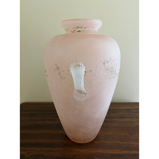 Italian Pink Roman Style Scavo Glass Vase For Sale - Image 16 of 16