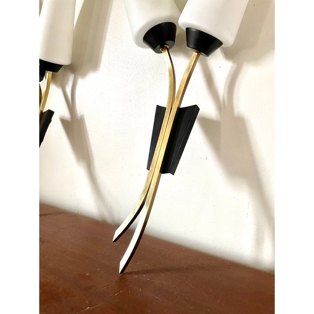 Large Vintage Double Wall Lights from Arlus, 1950s, Set of 2 For Sale - Image 6 of 9
