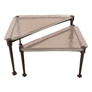 Triangular Lothar Klute Set of Tables, 1980s, Set of 2 For Sale