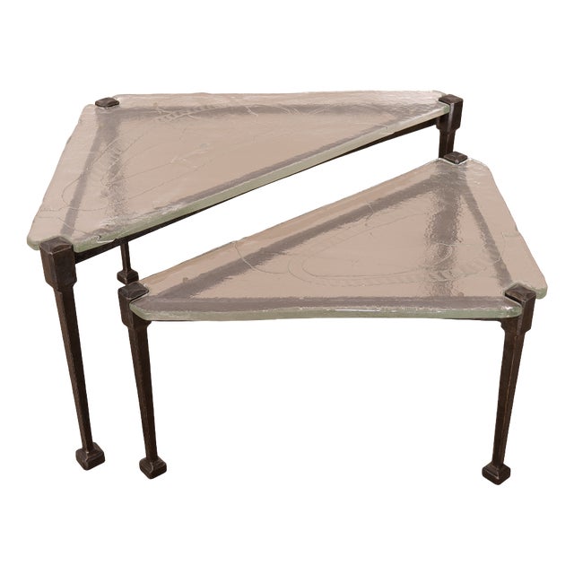 Triangular Lothar Klute Set of Tables, 1980s, Set of 2 For Sale
