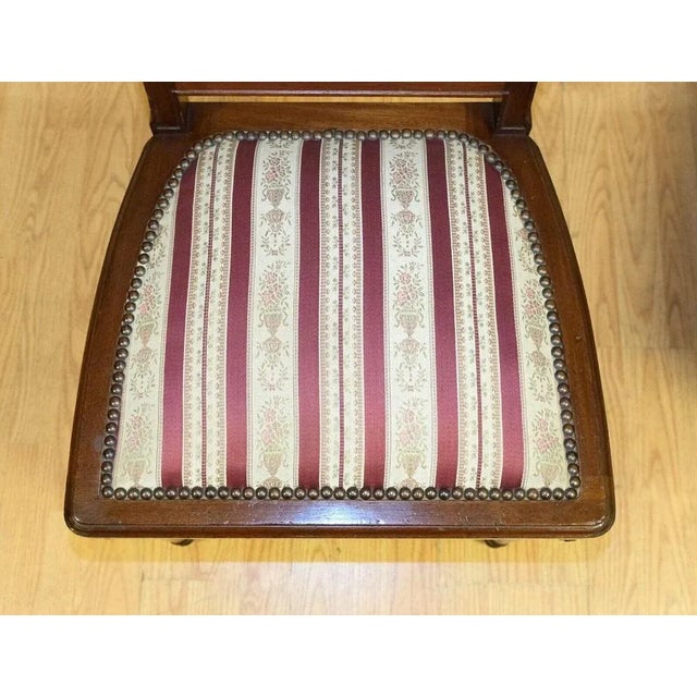 Set of Hardwood Occasional Chairs with Stipe Fabric Seat & Studs For Sale - Image 11 of 13