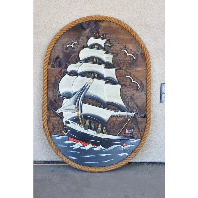 Relief Wood Carving Depicting the Last Wooden Whaleship in the World, The Charles W. Morgan For Sale - Image 4 of 9