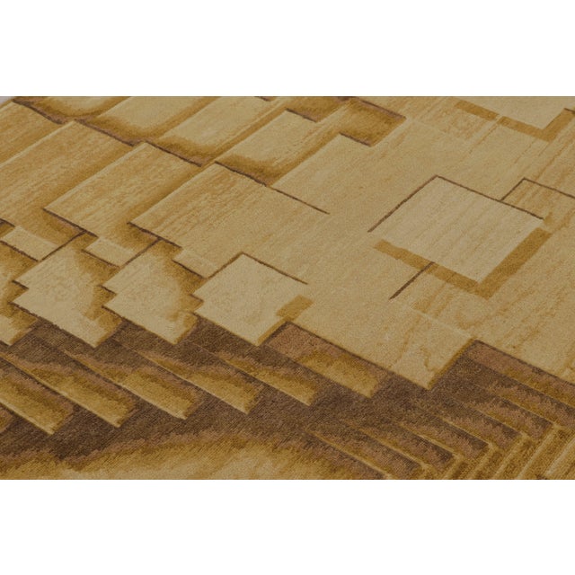 Rug & Kilim's Modern Optical Illusion Rug in Canyon Gold and Mocha For Sale In New York - Image 6 of 9