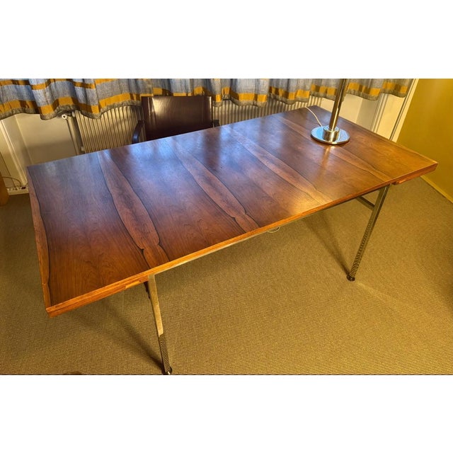 Brown Dining Room Table for TV Unit attributed to Alain Richard, 1958 For Sale - Image 8 of 8